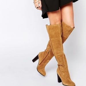Aldo Bove Tan suede over the knee boots